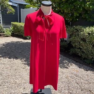 Vintage RED Valentino Dress - Red dress | scalloped sleeves | neck tie